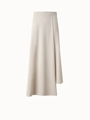 Asymmetrical Midi Skirt in Wool Gabardine