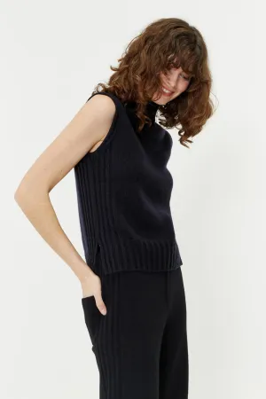 Black Cashmere Funnel Tank