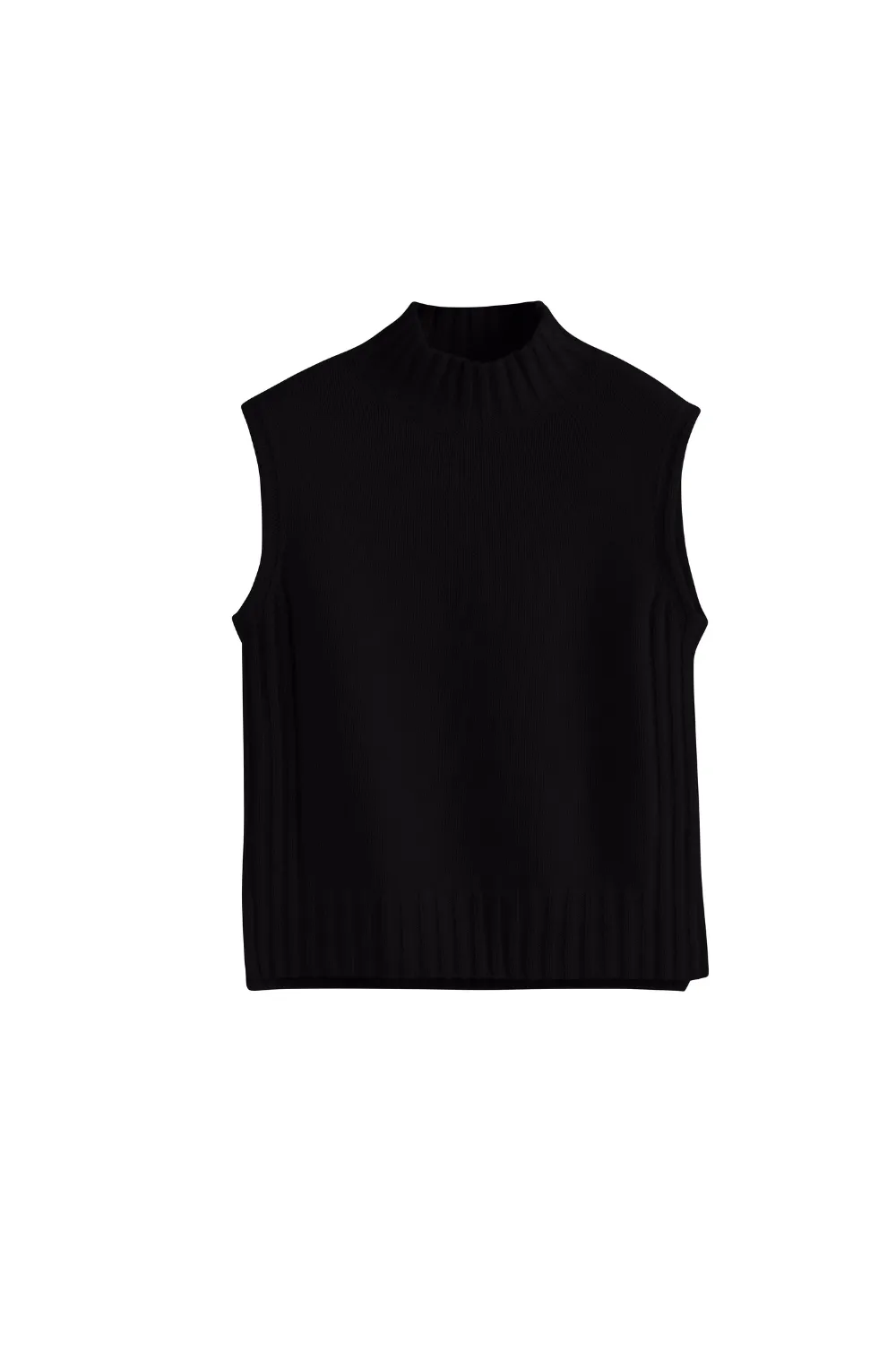 Black Cashmere Funnel Tank