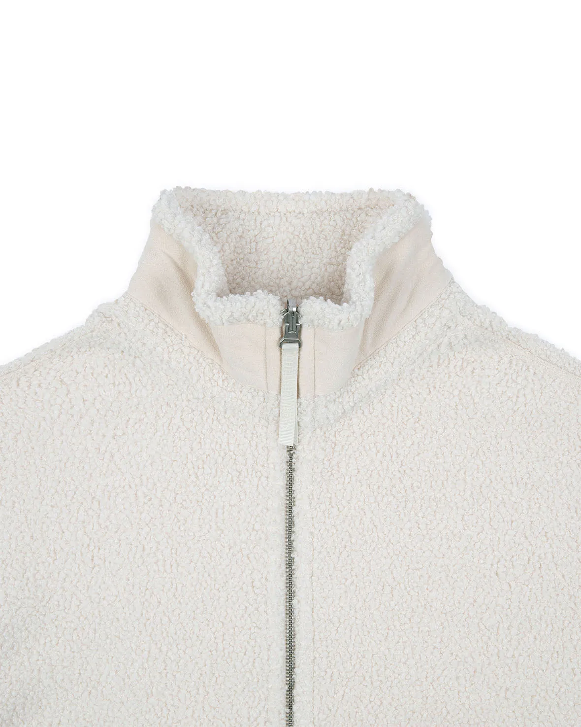 Borg Quarter Zip Funnel Sweatshirt - Cream