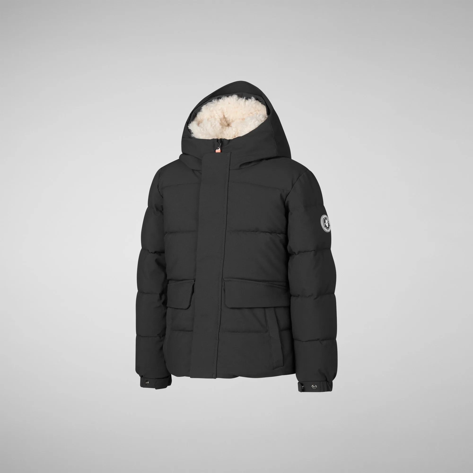 Boys' hooded parka Klaus in black