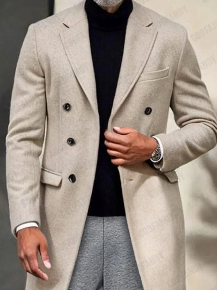 Classic Double-Breasted Tweed Overcoat