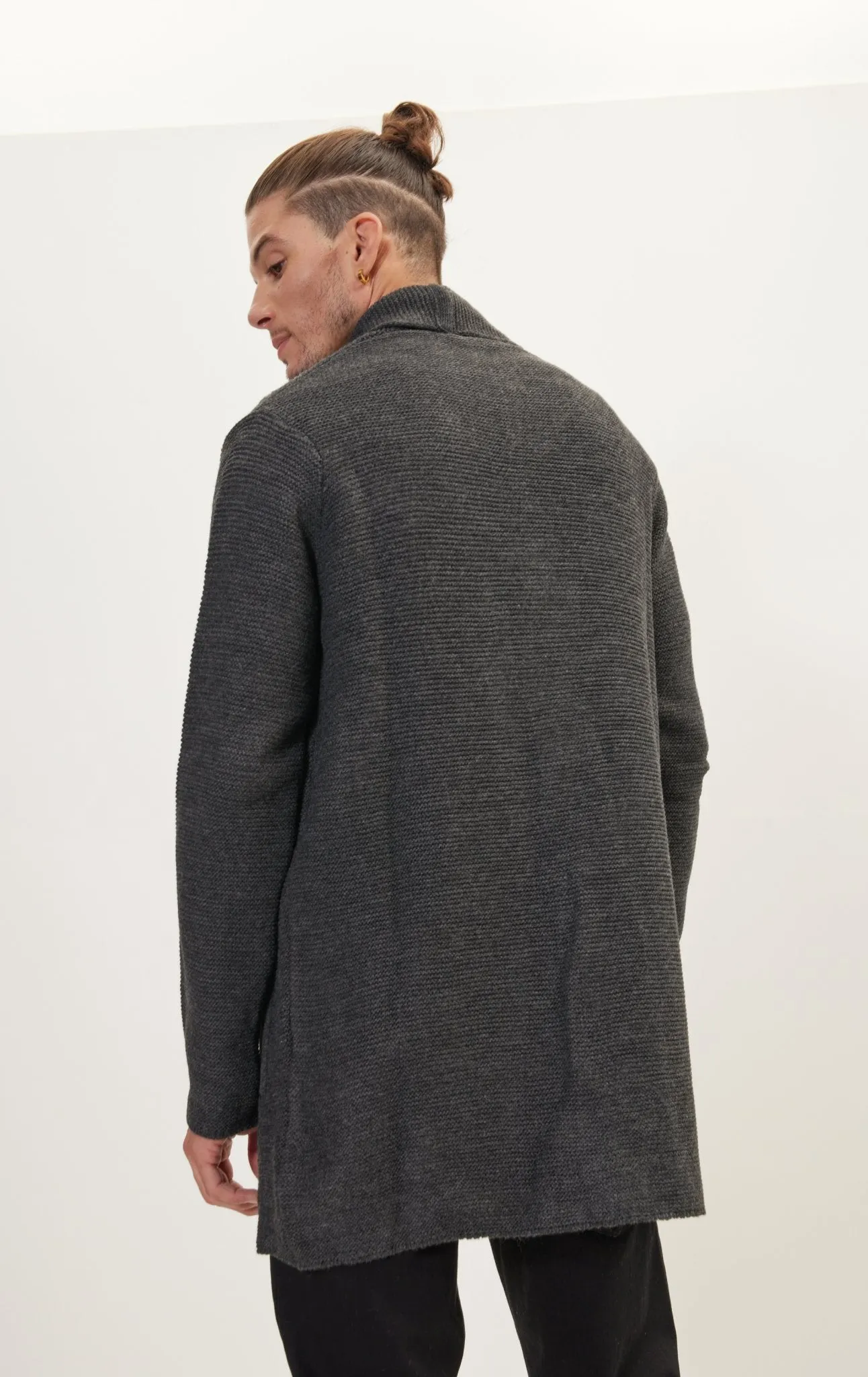 Classic Minimalist Shawl Cardigan - Anthracite