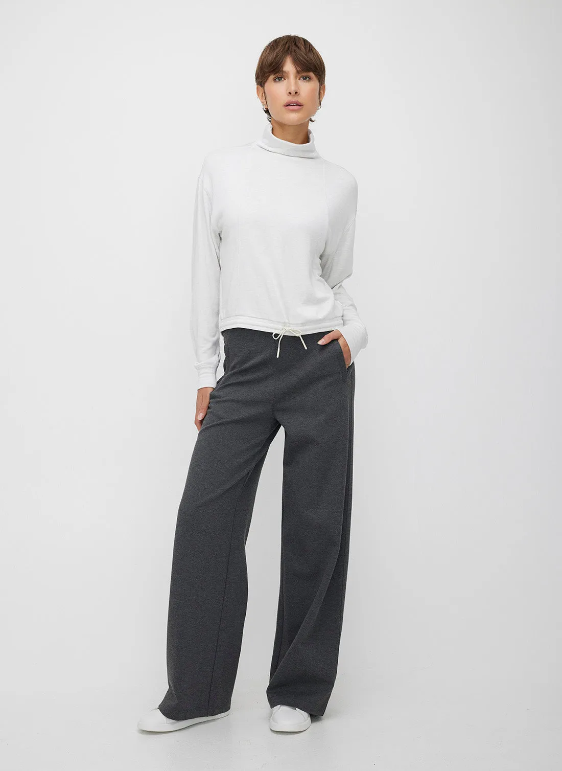 Cropped Funnel Neck Pullover