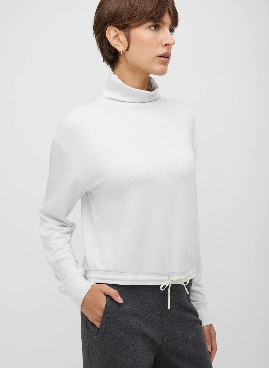 Cropped Funnel Neck Pullover