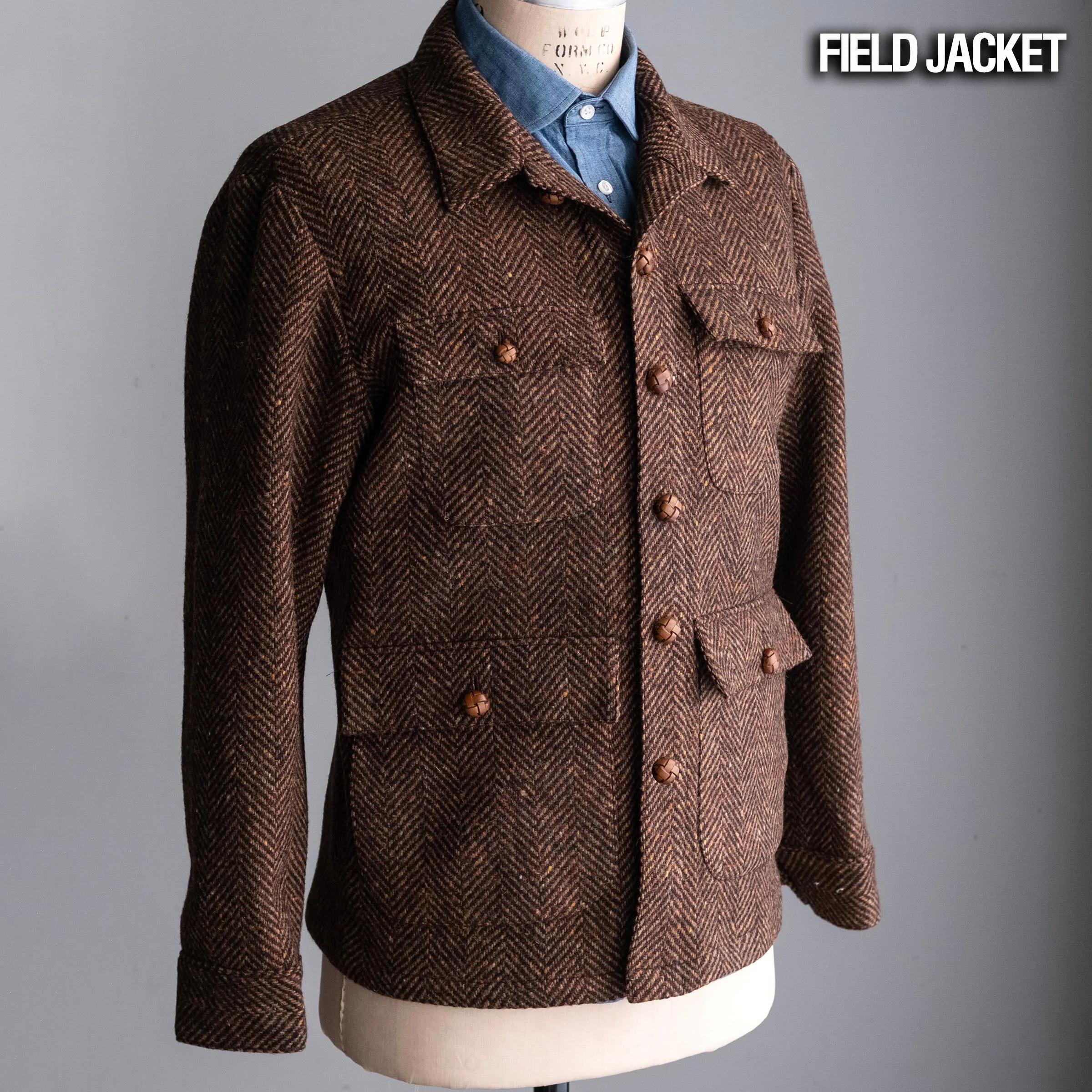 Custom Doyle, Teba, and Field Jackets Irish Flecked Donegal Tweed