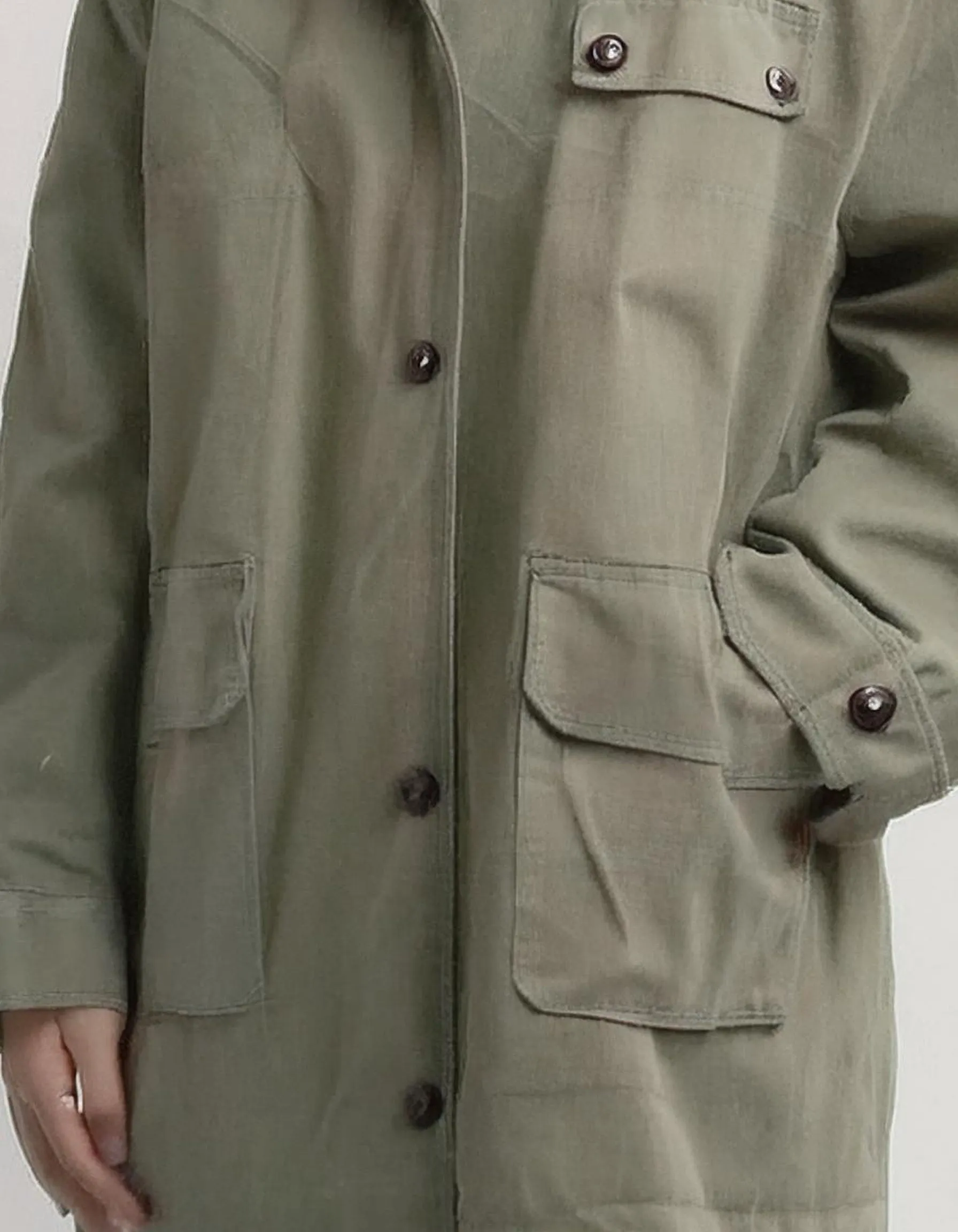 Dark Olive Green Hooded Parka with Waist Belt