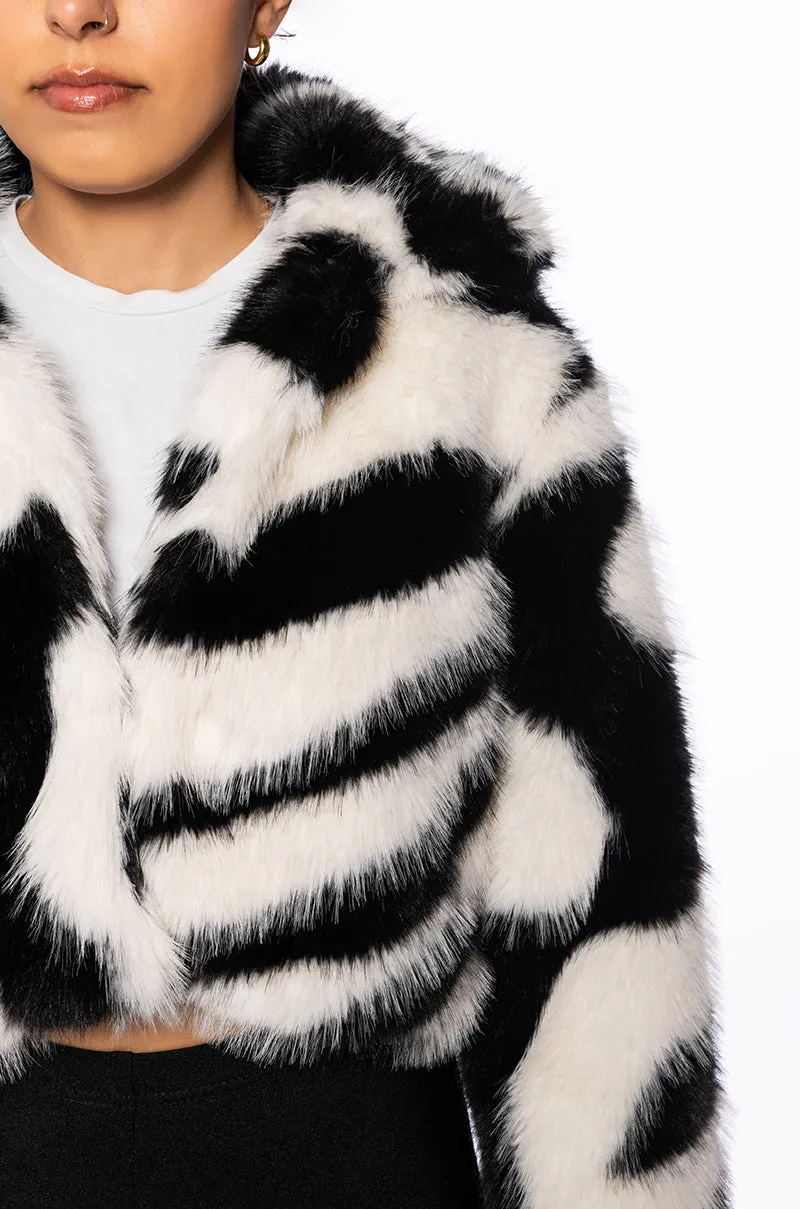 DAYANNE-ZEBRA FAUX FUR JACKET