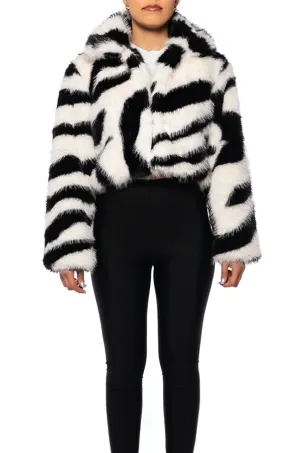 DAYANNE-ZEBRA FAUX FUR JACKET