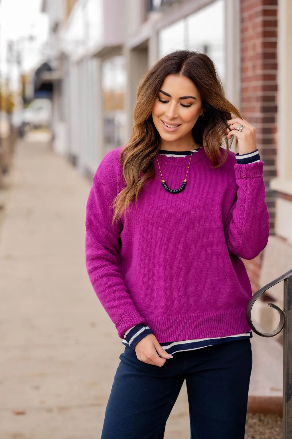 Everyday Ribbed Trim Sweater