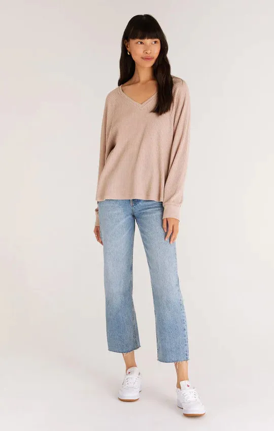 FRANCES WAFFLE LONG SLEEVE TOP