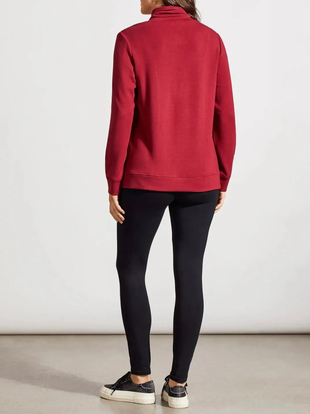 Funnel Neck Top with Pockets - Bordeaux