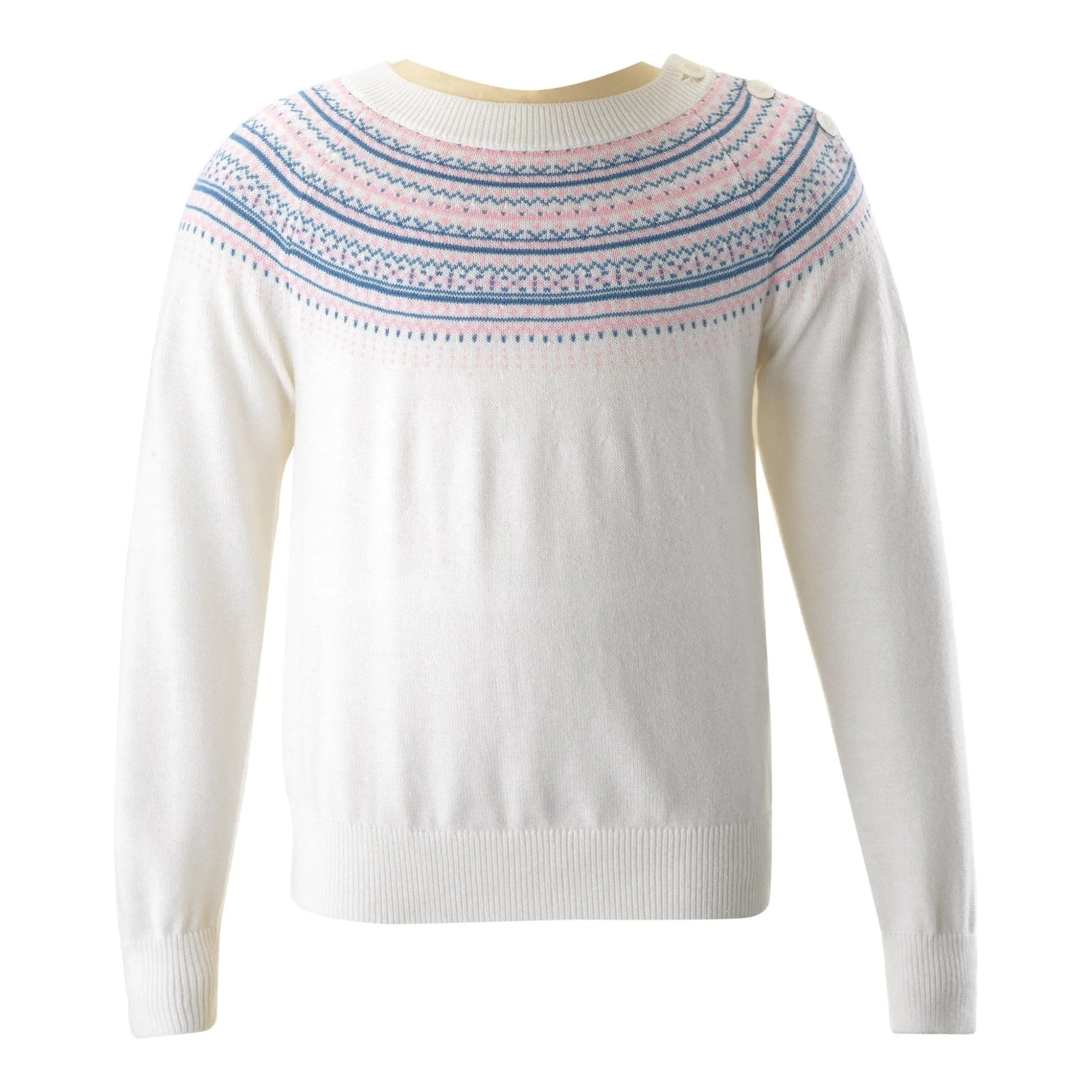 Girls Ivory Fairisle Sweater