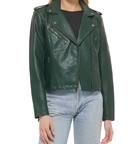 Green Levi's Women's Faux Leather Leather Jacket