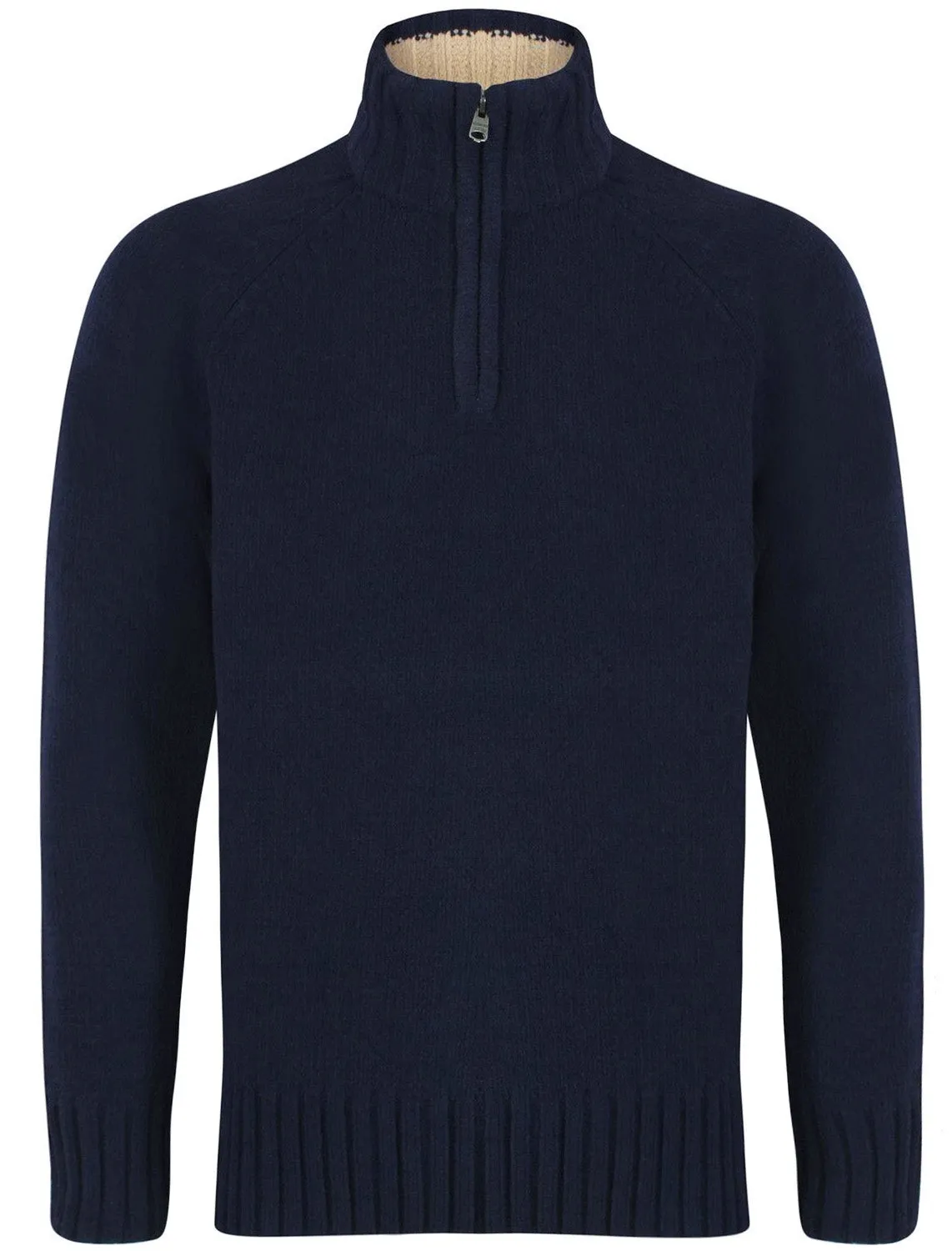 Haggs Zip Neck Chenille Pullover Jumper in Eclipse Blue - Kensington Eastside