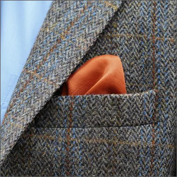 Harris Tweed Brown, Blue, Herringbone 3pc Suit>