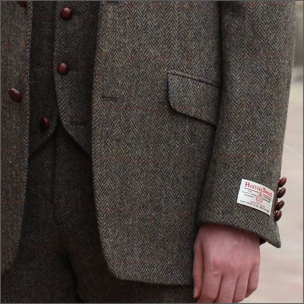 Harris Tweed Brown Herringbone Jacket>