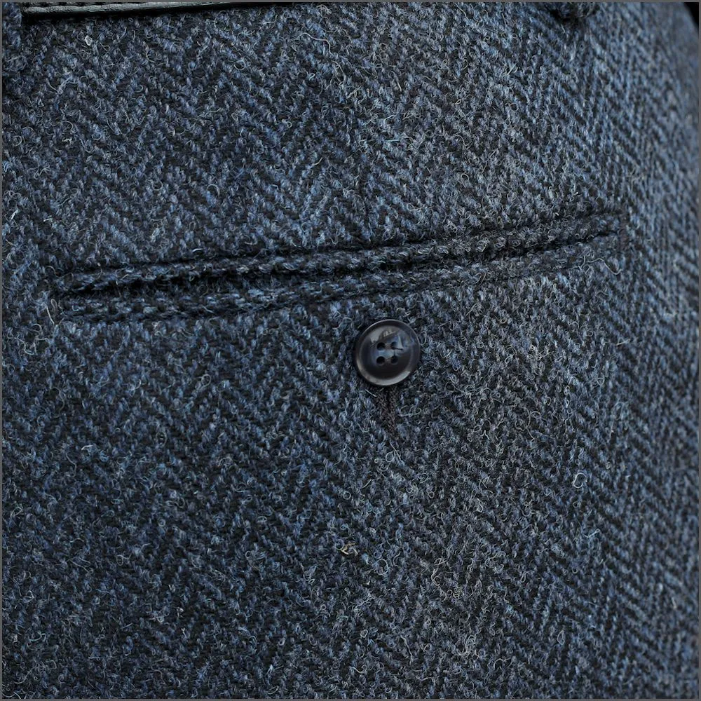 Harris Tweed Dark Blue Herringbone 3pc Suit^^