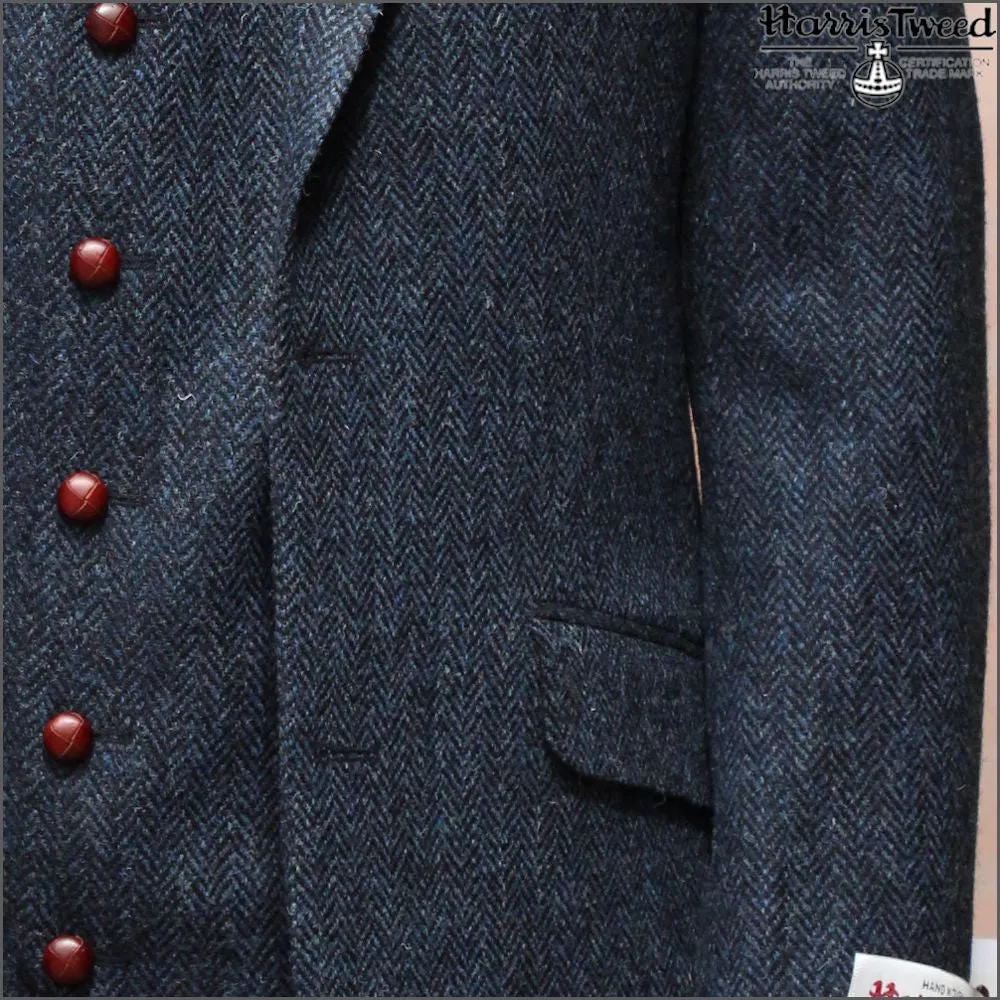 Harris Tweed Dark Blue Herringbone Jacket>>