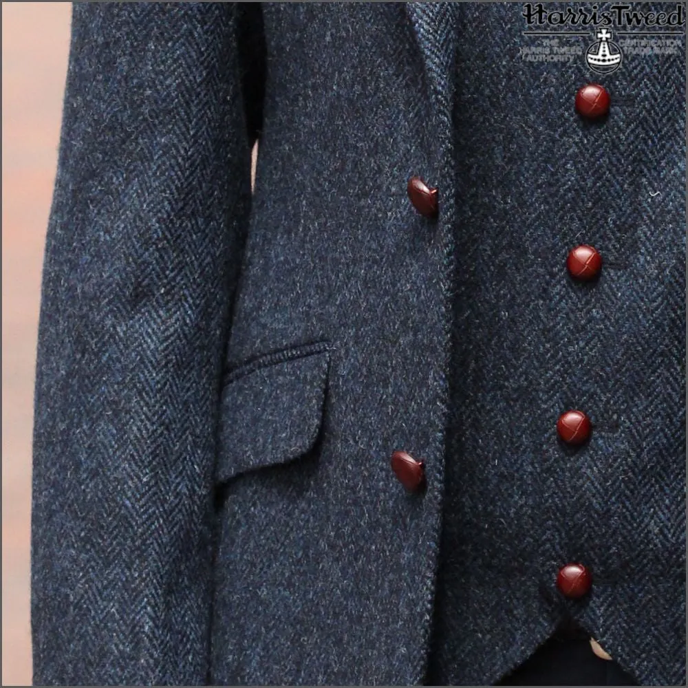 Harris Tweed Dark Blue Herringbone Jacket>>