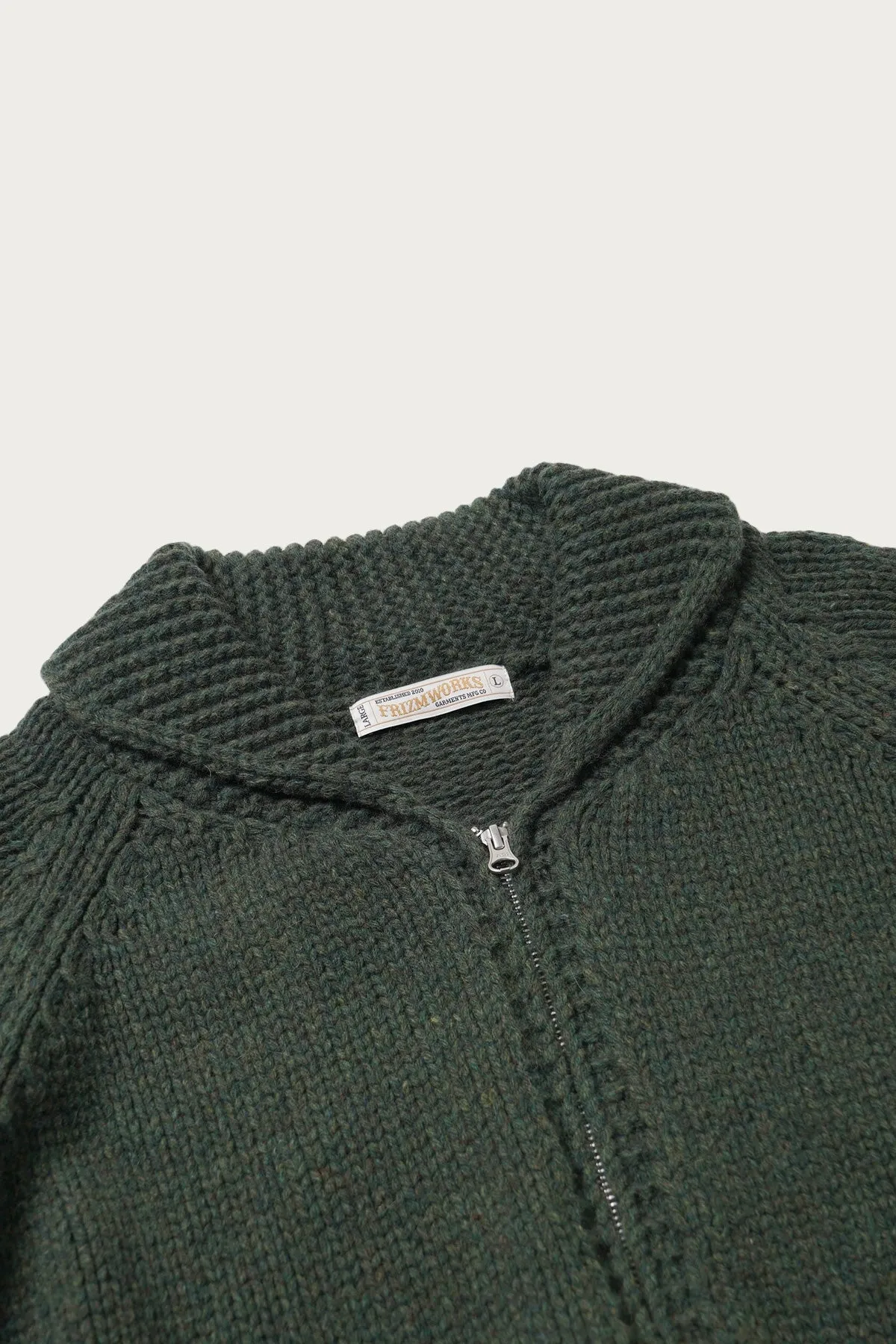 Heavy Cowichan Zipup Cardigan - Forest Green