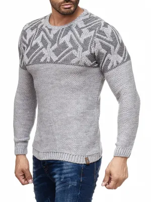 K&D Men Stylish Maze Top Pullover Sweater - Gray