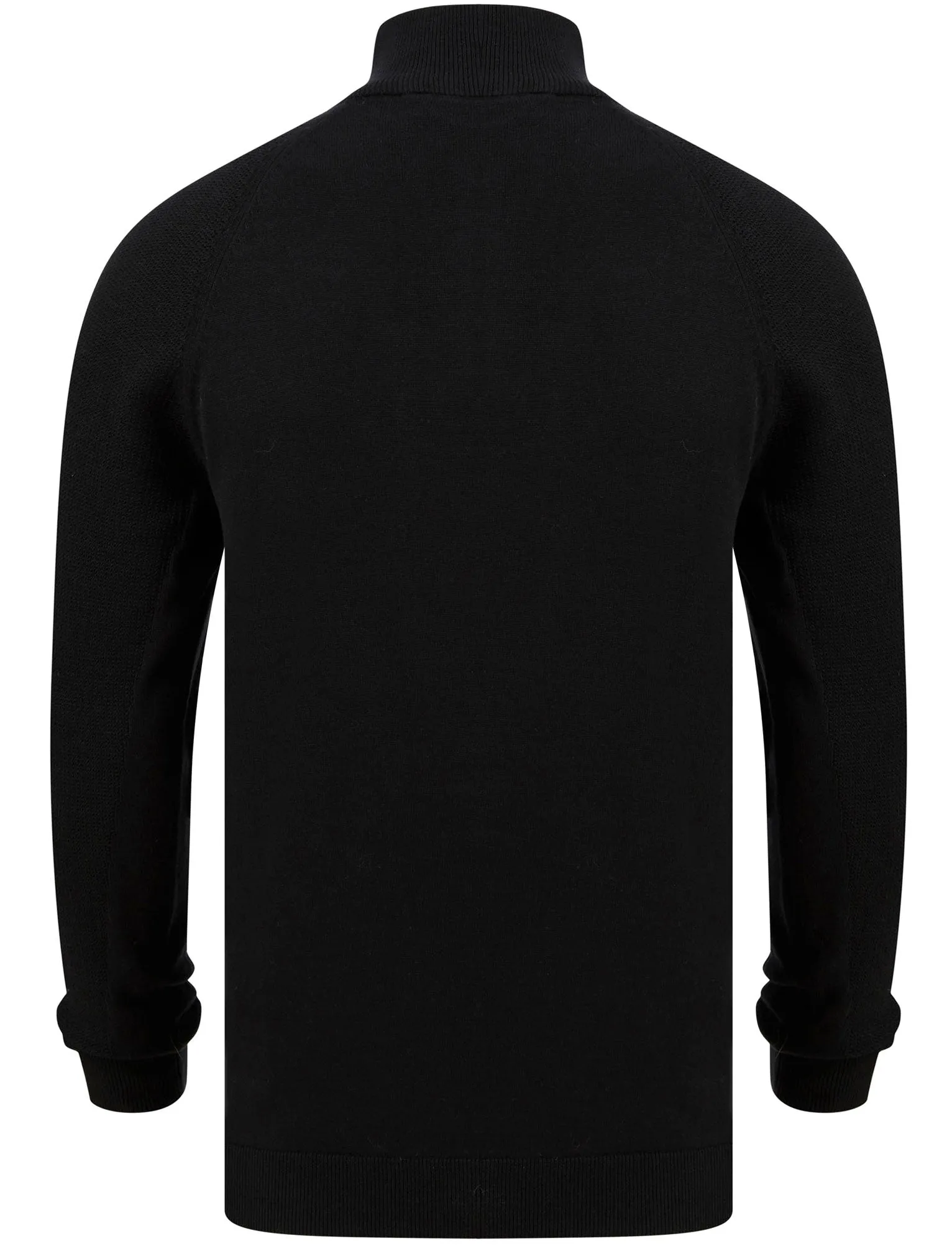 Karo Half Zip Textured Knit Cotton Jumper In Jet Black - Kensington Eastside