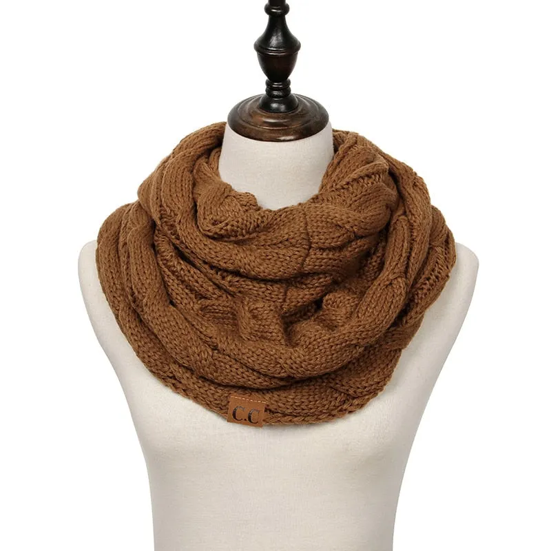 Knitted Cable Infinity Soft Cashmere Scarf