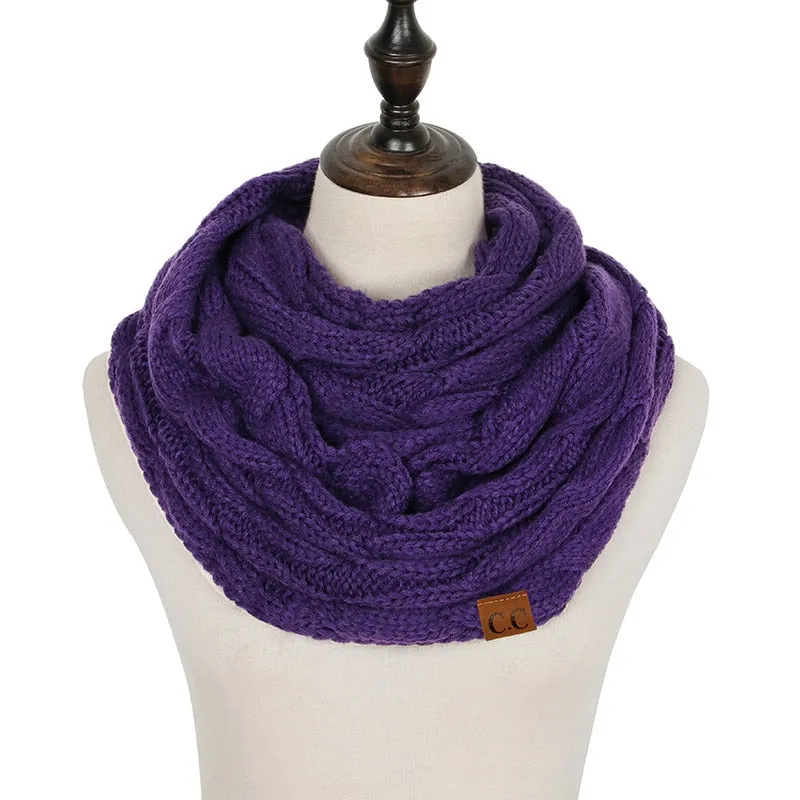 Knitted Cable Infinity Soft Cashmere Scarf