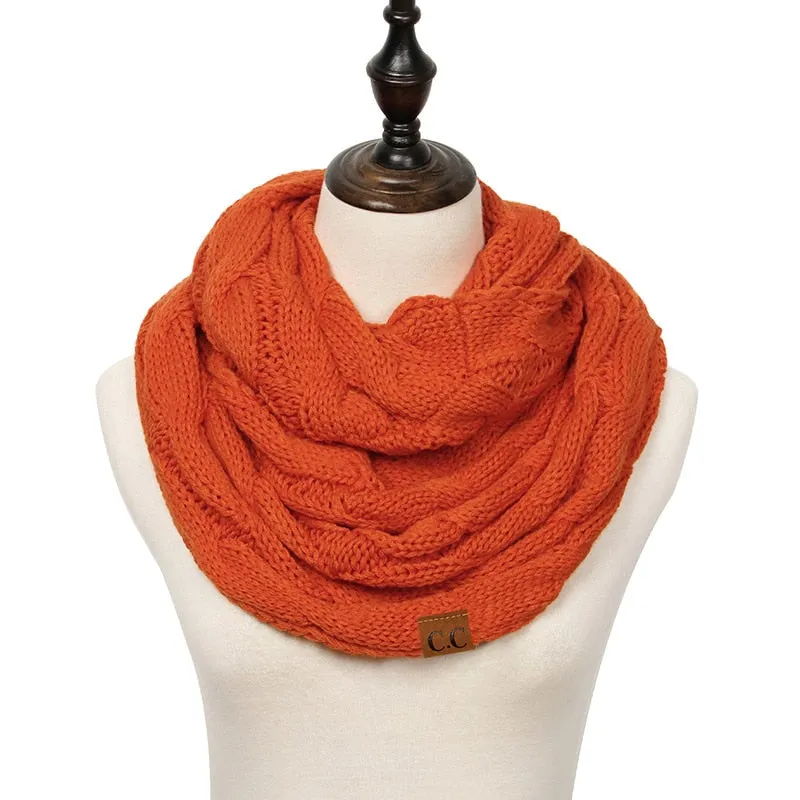 Knitted Cable Infinity Soft Cashmere Scarf