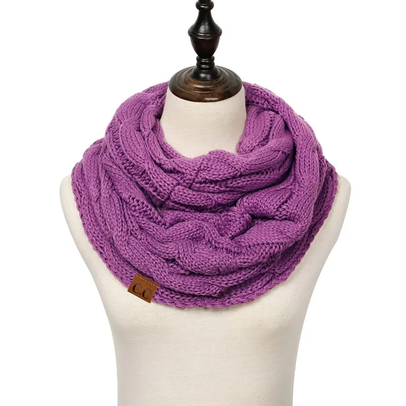 Knitted Cable Infinity Soft Cashmere Scarf