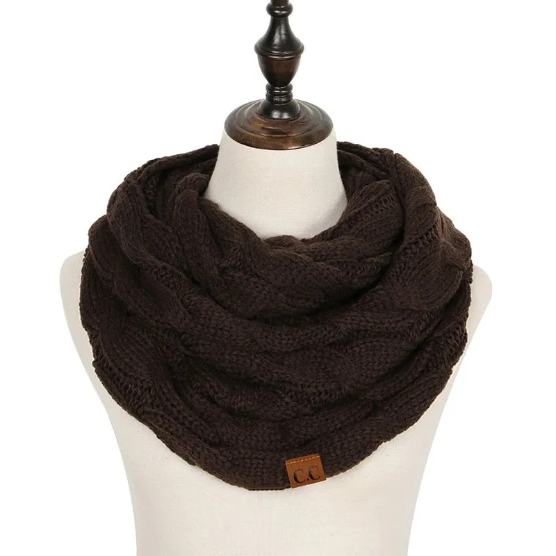 Knitted Cable Infinity Soft Cashmere Scarf