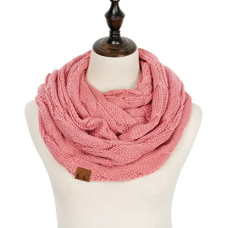 Knitted Cable Infinity Soft Cashmere Scarf