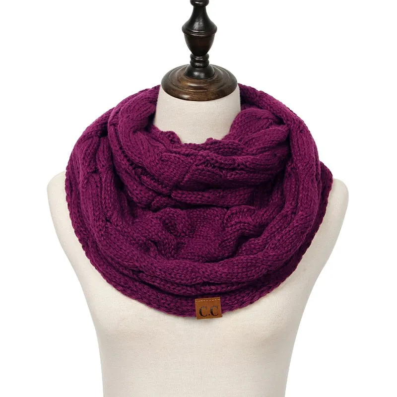 Knitted Cable Infinity Soft Cashmere Scarf