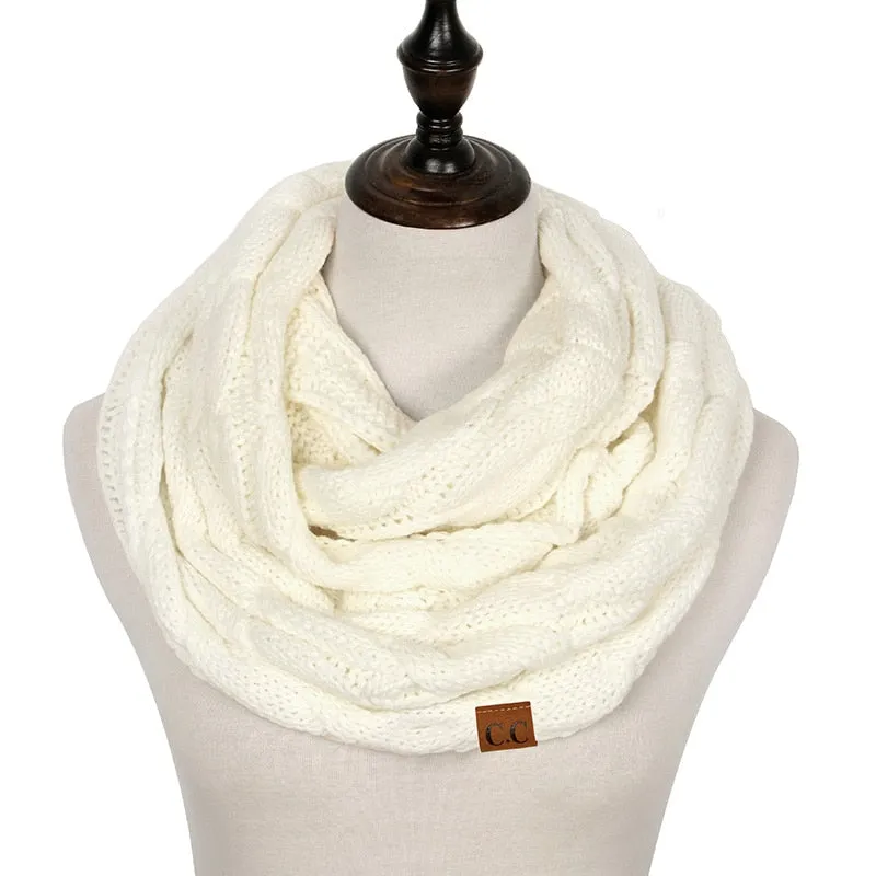 Knitted Cable Infinity Soft Cashmere Scarf