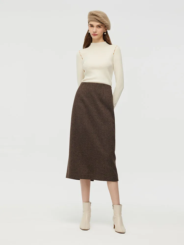 Knitted Women Column Midi Skirt