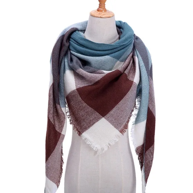 Knitted Women Plaid Scarf  - For Spring /Autumn/Winter