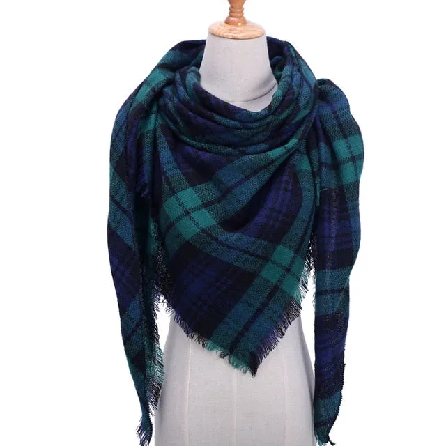 Knitted Women Plaid Scarf  - For Spring /Autumn/Winter