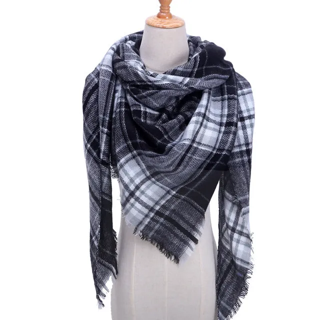 Knitted Women Plaid Scarf  - For Spring /Autumn/Winter