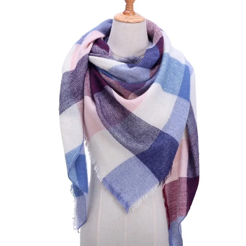 Knitted Women Plaid Scarf  - For Spring /Autumn/Winter