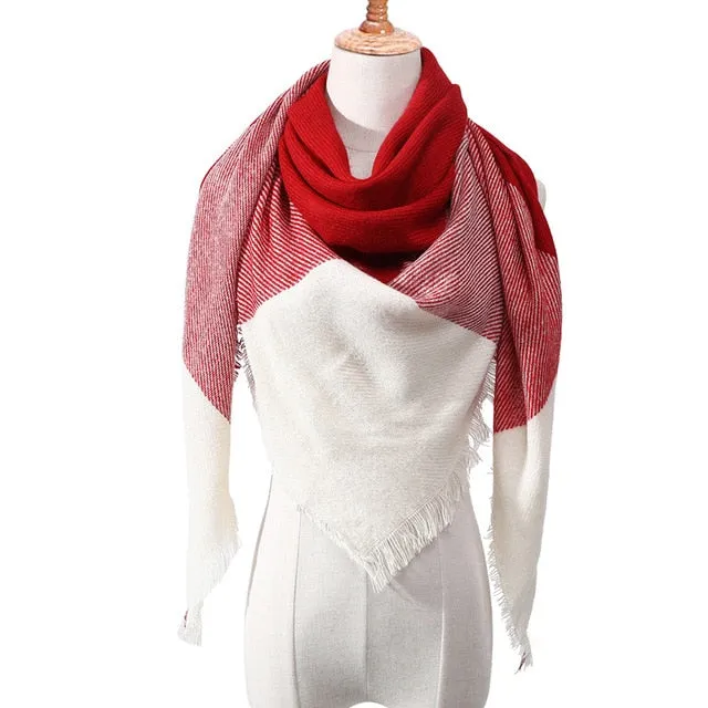 Knitted Women Plaid Scarf  - For Spring /Autumn/Winter