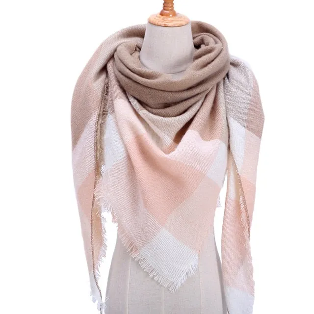 Knitted Women Plaid Scarf  - For Spring /Autumn/Winter