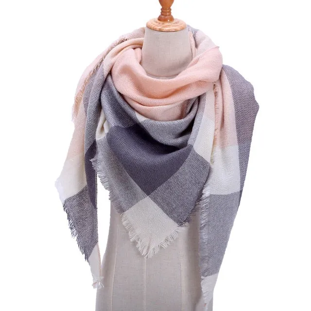 Knitted Women Plaid Scarf  - For Spring /Autumn/Winter