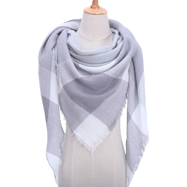 Knitted Women Plaid Scarf  - For Spring /Autumn/Winter