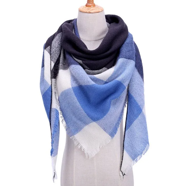 Knitted Women Plaid Scarf  - For Spring /Autumn/Winter