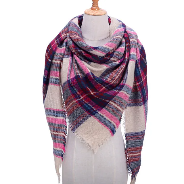 Knitted Women Plaid Scarf  - For Spring /Autumn/Winter