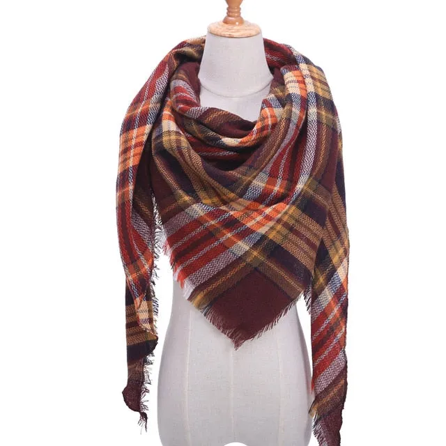 Knitted Women Plaid Scarf  - For Spring /Autumn/Winter