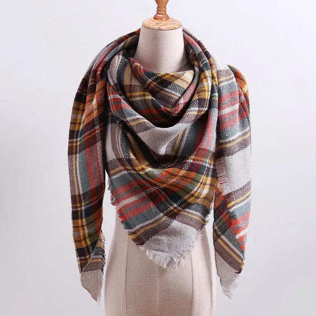 Knitted Women Plaid Scarf  - For Spring /Autumn/Winter