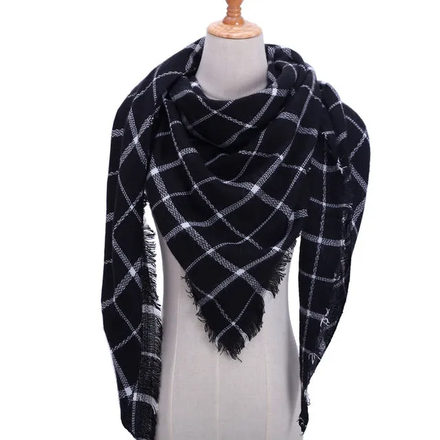 Knitted Women Plaid Scarf  - For Spring /Autumn/Winter