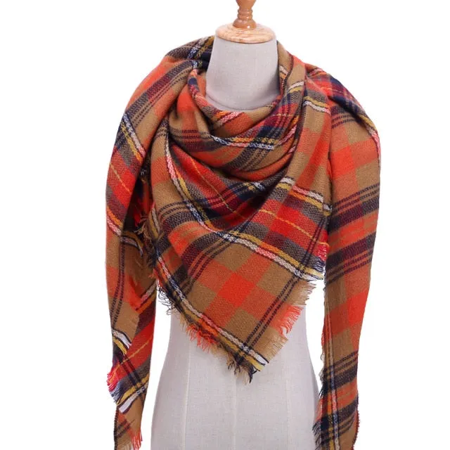 Knitted Women Plaid Scarf  - For Spring /Autumn/Winter